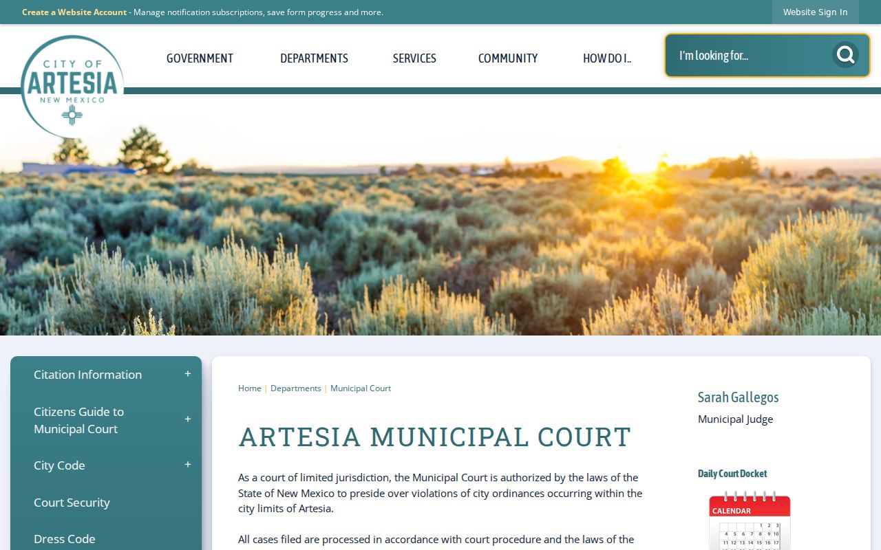 Artesia court docket and Municipal Court daily calendar information