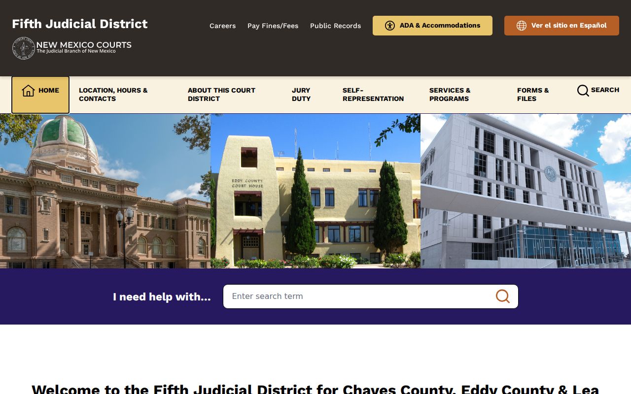 Eddy County court docket access through the Fifth Judicial District court site