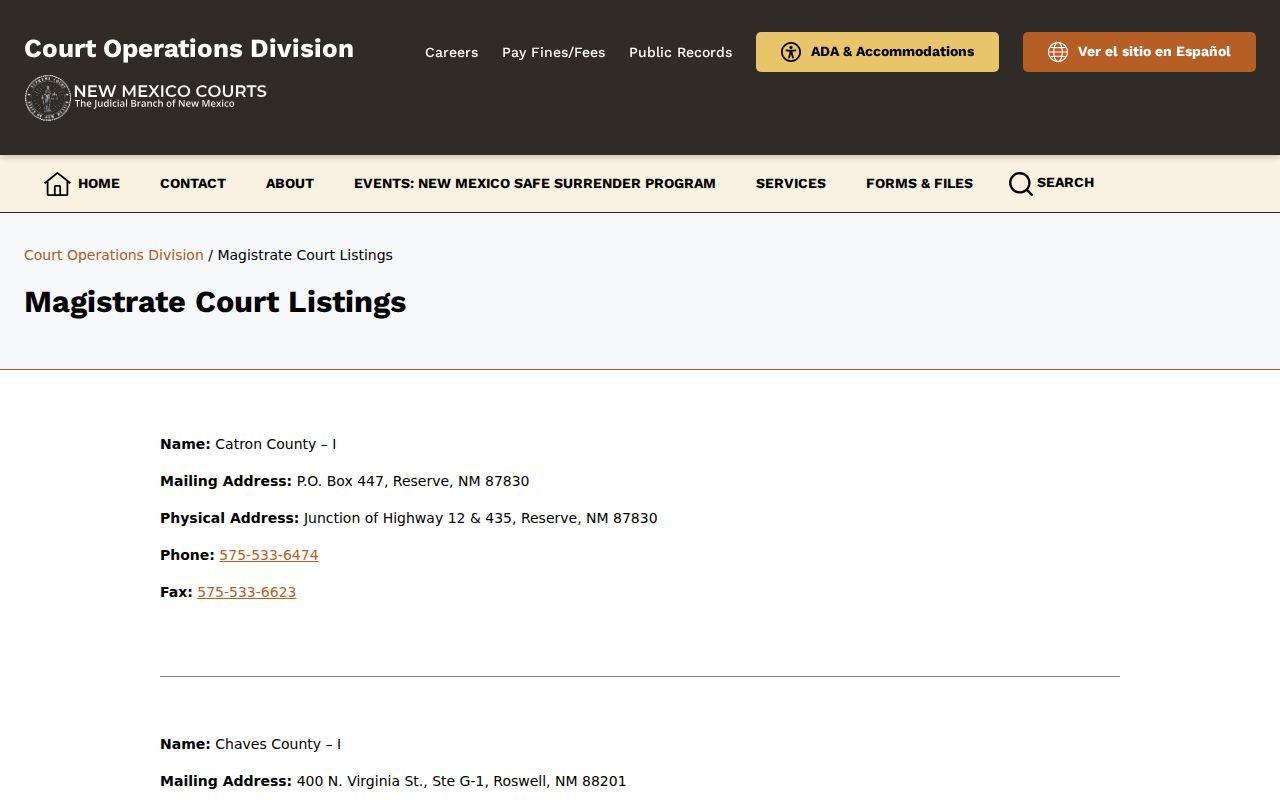 Eddy County court docket contacts for Carlsbad and Artesia Magistrate Courts