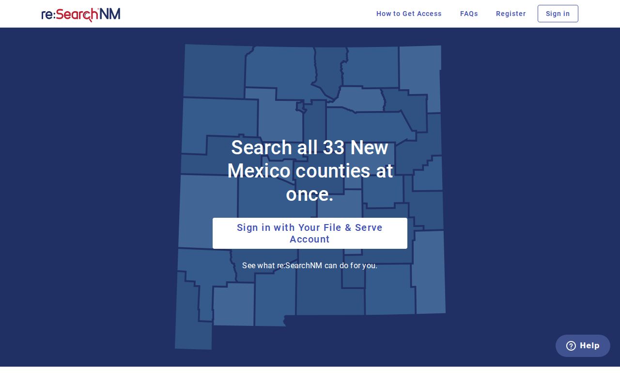 Eddy County case lookup re:SearchNM registration and login screen